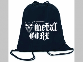 Metalcore ľahké sťahovacie vrecko ( batôžtek / vak ) s čiernou šnúrkou, 100% bavlna 100 g/m2, rozmery cca. 37 x 41 cm
